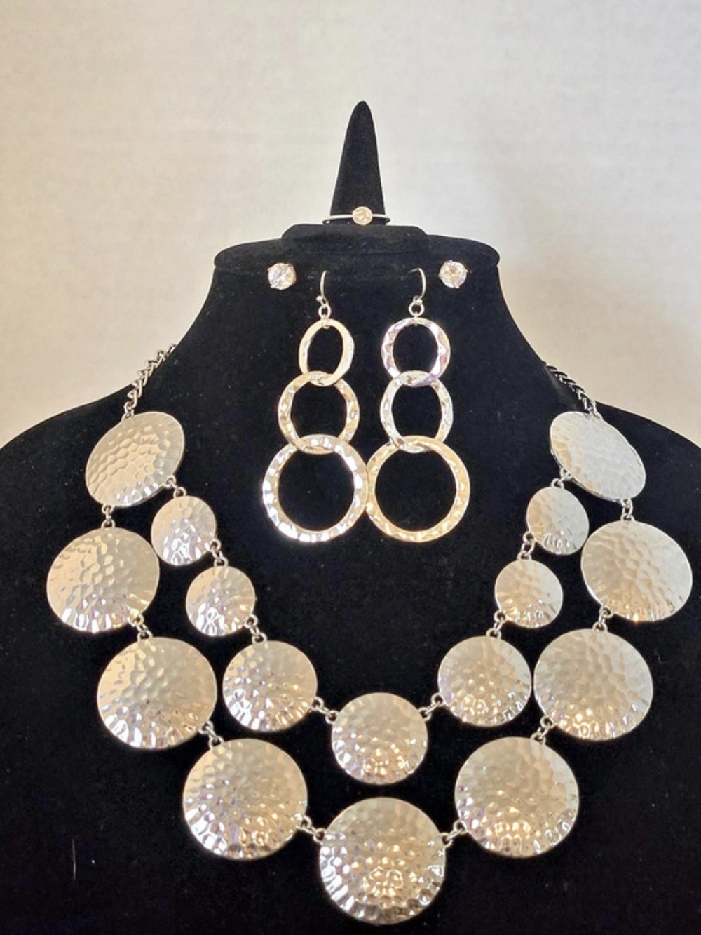 Silver-Tone Statement Jewelry Set Like New